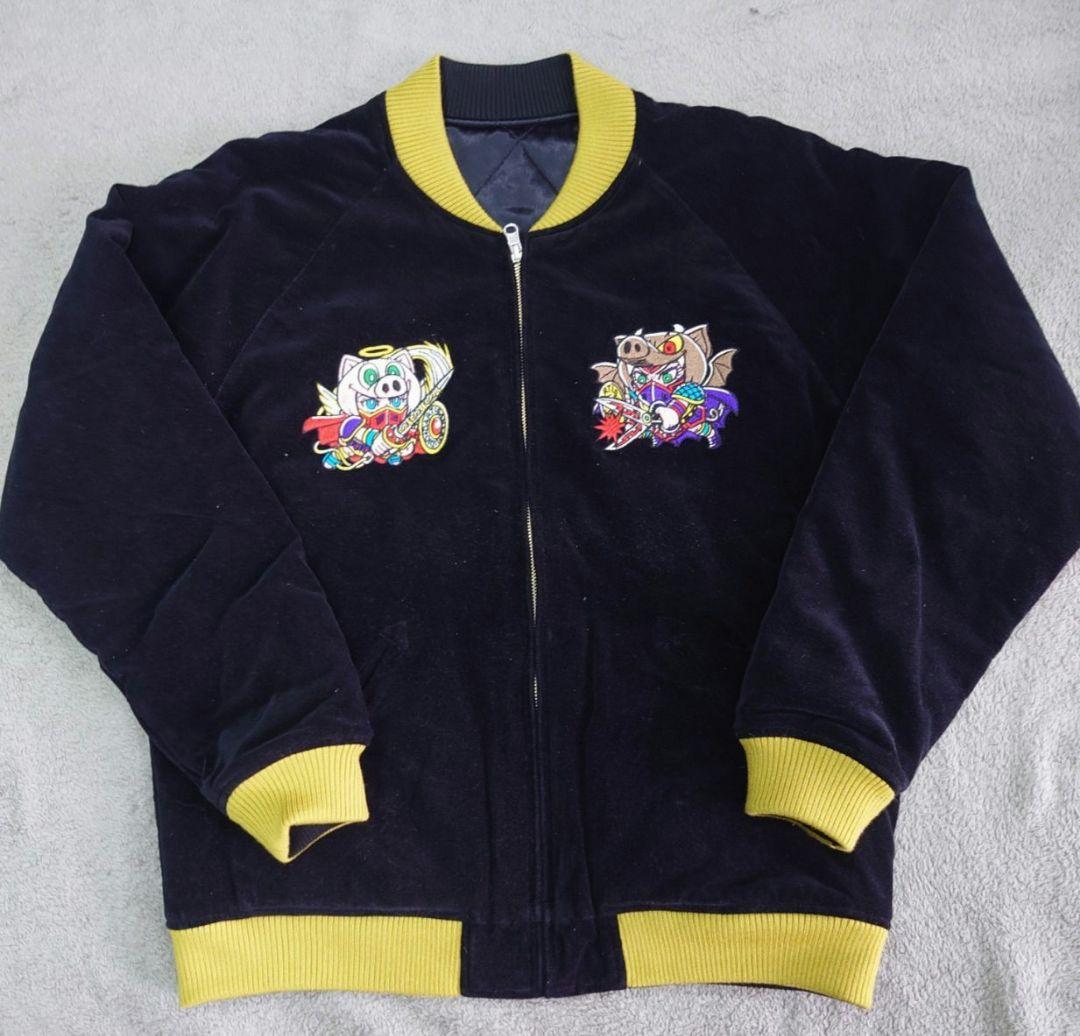 ダルチザン　スーベニアジャケット　スカジャン　ビックリマン　黒　リバーシブル