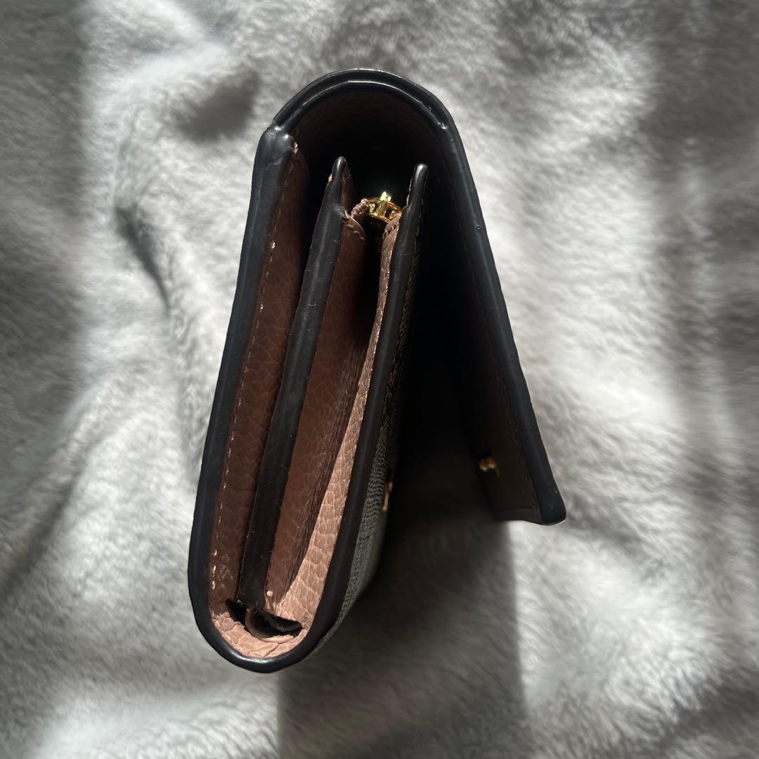 GUCCI 二つ折り財布 ピンクベージュ/ブラウンレディース財布GGマーモント