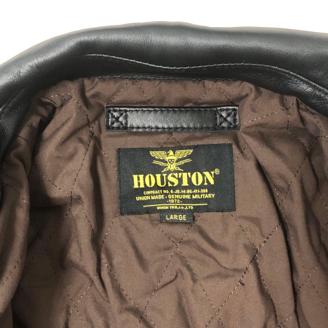 極美品HOUSTONヒューストンCWU45Pフライトジャケット黒シープレザー本革