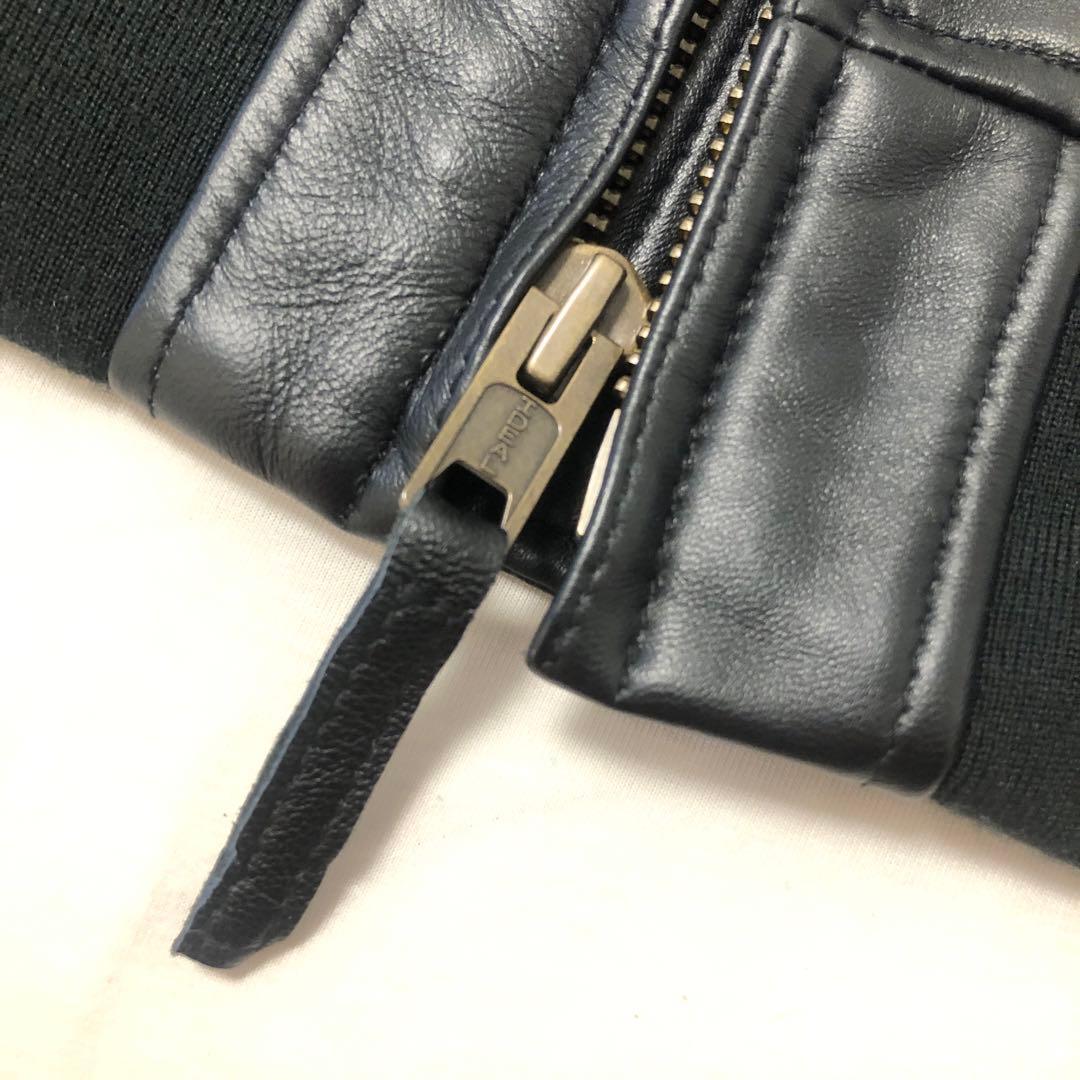 極美品HOUSTONヒューストンCWU45Pフライトジャケット黒シープレザー本革