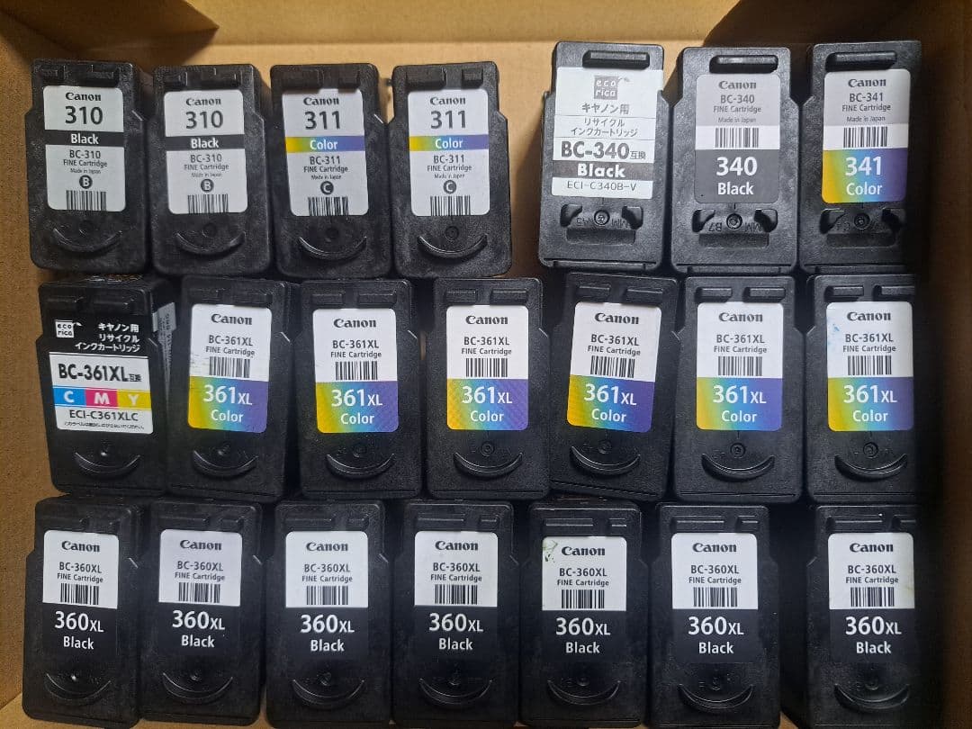 canonインクカートリッジ使用済みBC-360XL,361XL他　　計 21個