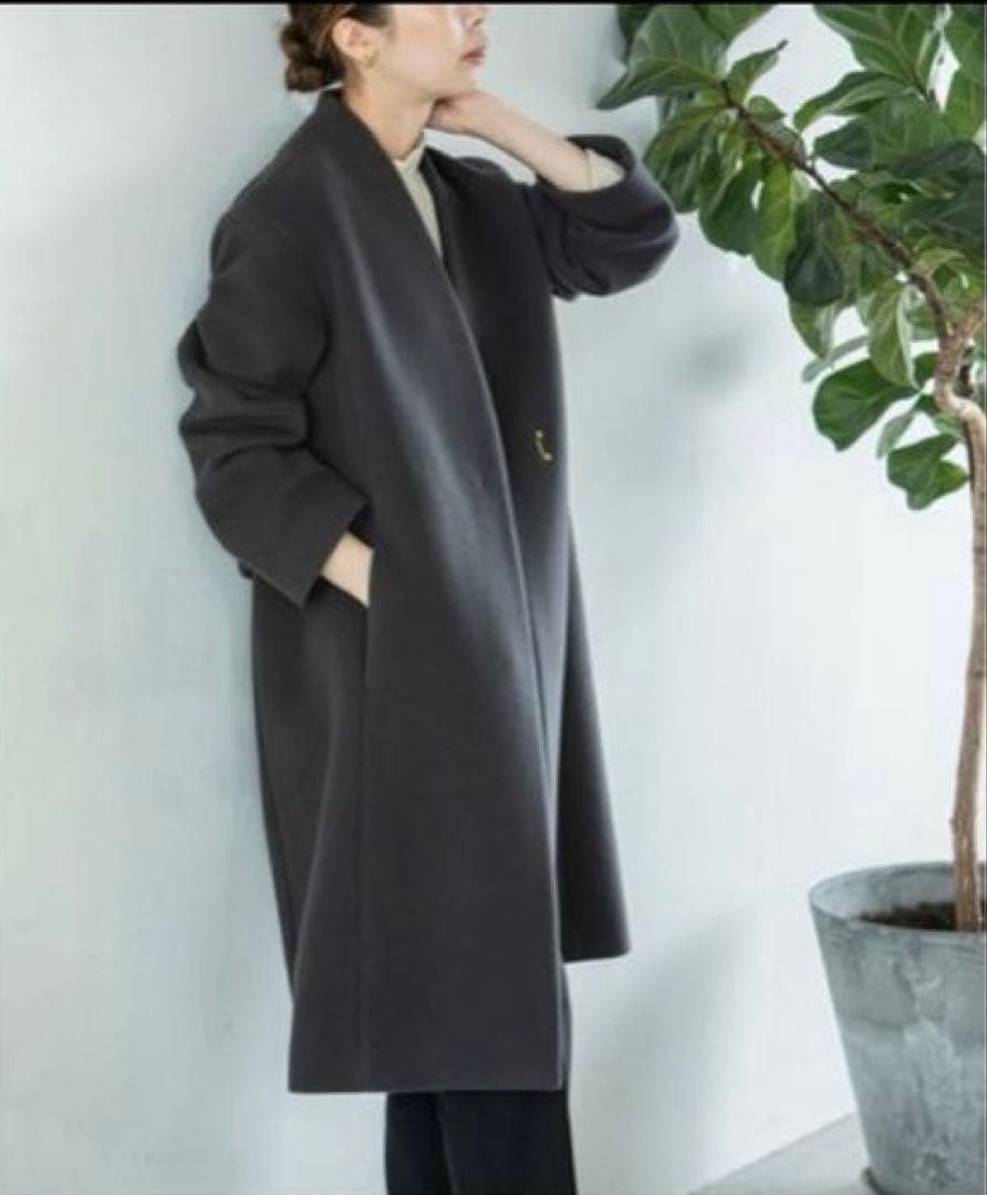 NOBLE ノーブル MTRウールカシミヤVカラーコート グレー