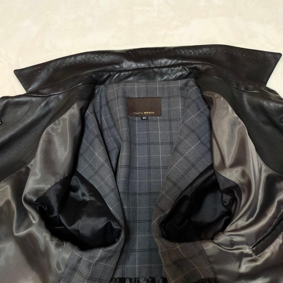 美品　XLサイズ　羊革　オールレザーロングコート　NORTH BEACH