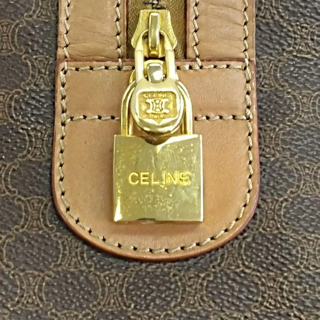 AMT07 セリーヌ マカダム ボストンバッグ カデナ＆クロシェット付き