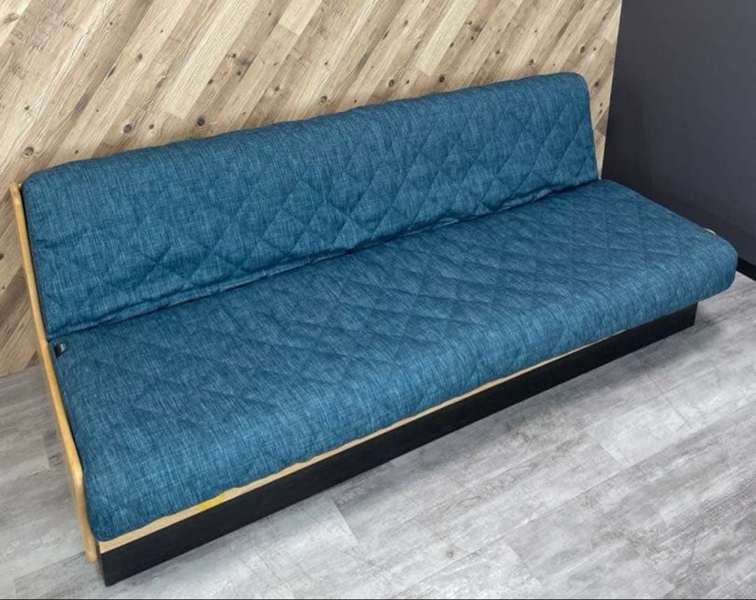 大川家具 モーブル ドロシーⅡ ソファベッド 200cm ブルー×ナチュラル