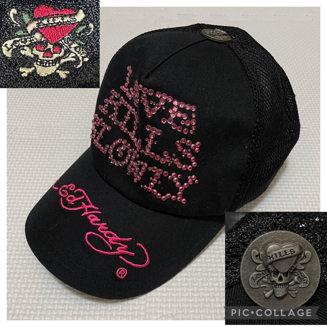 激レア 美品 Y2K エドハーディー ラインストーン キャップ 平成ギャル 刺繍