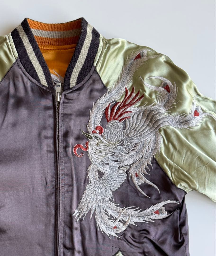 ドラゴンと鳳凰刺繍 スカジャン