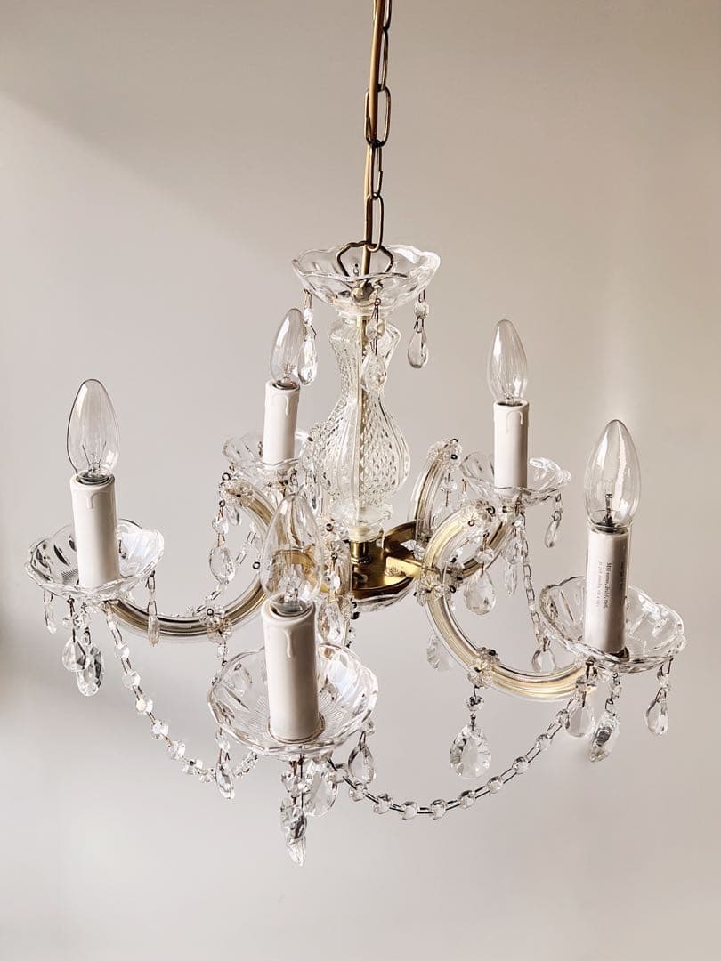 【ワケあり】ドイツ　ヴィンテージ　シャンデリア　5灯式