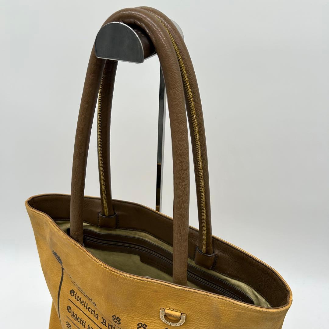 【美品 A4可】ブルガリ コレツィオーネ トートバッグ レザー ベージュ 大容量