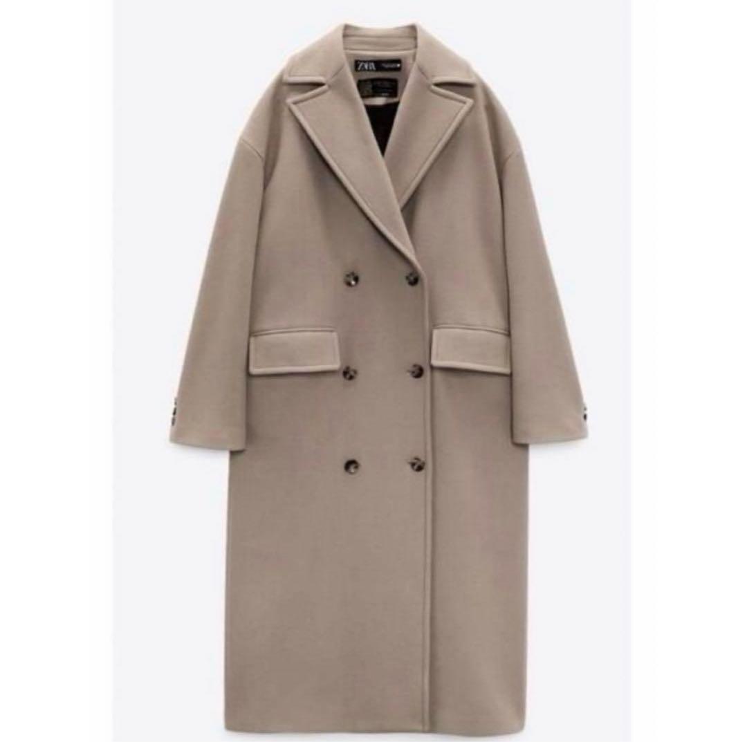 ZARA. ベージュ ダブルブレスト ロングコート