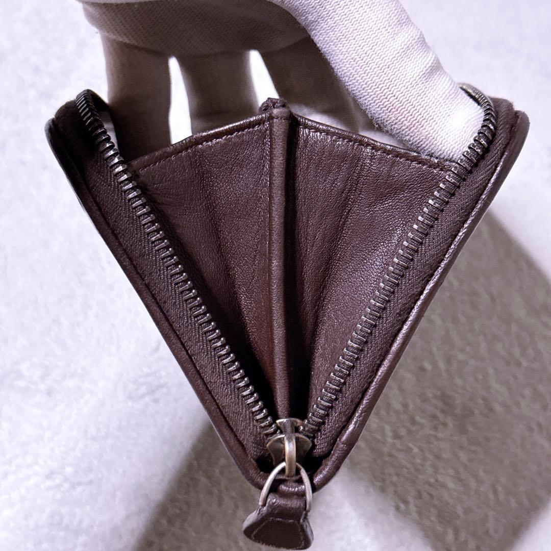 【美品】ボッテガヴェネタ 長財布 ラウンド イントレチャート ブラウン メンズ