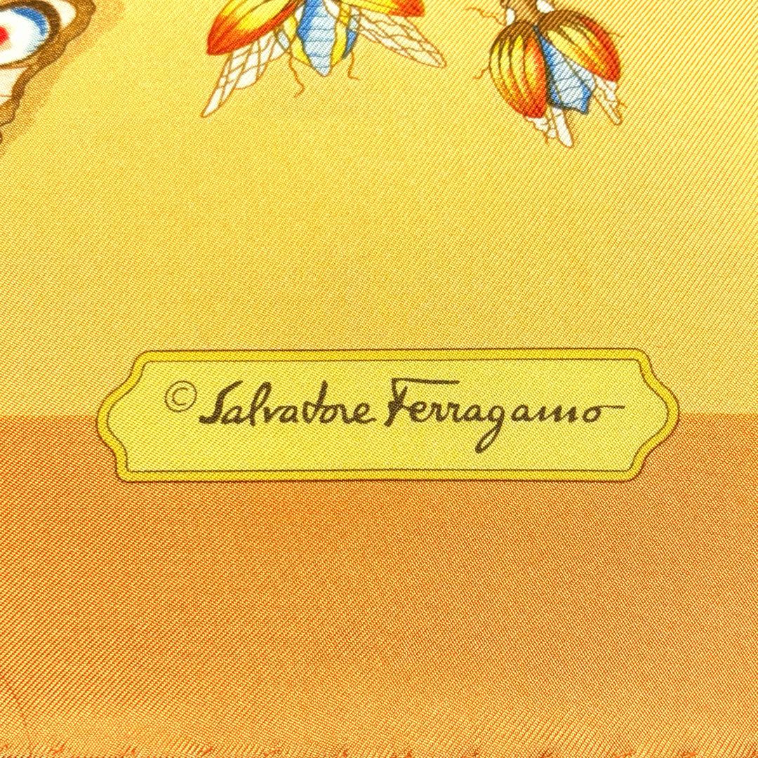 Salvatore Ferragamoスカーフ 花 蝶 てんとう虫 シルク 美品
