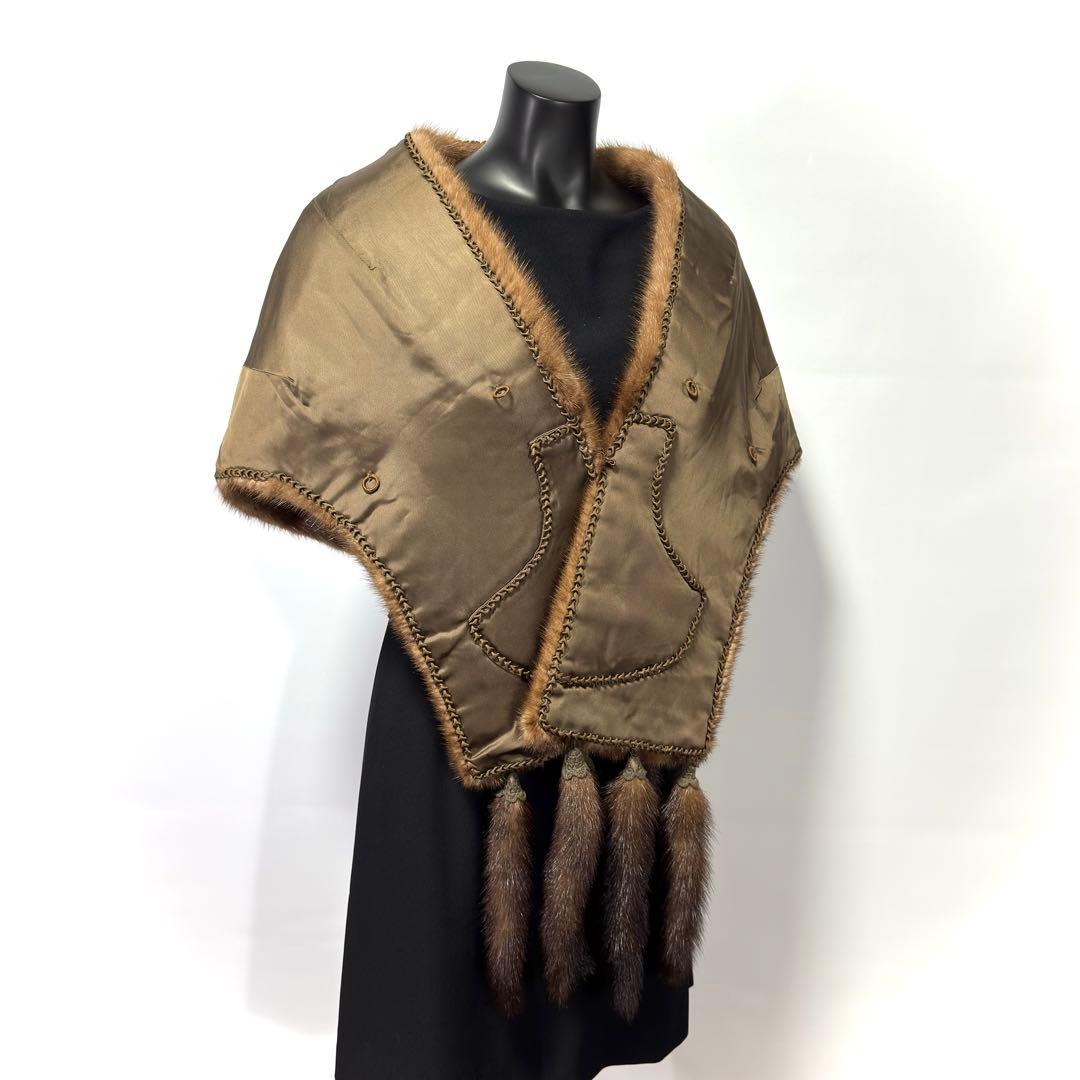 【高級】Pastel Mink パステルミンク ファーショール ミンクテール