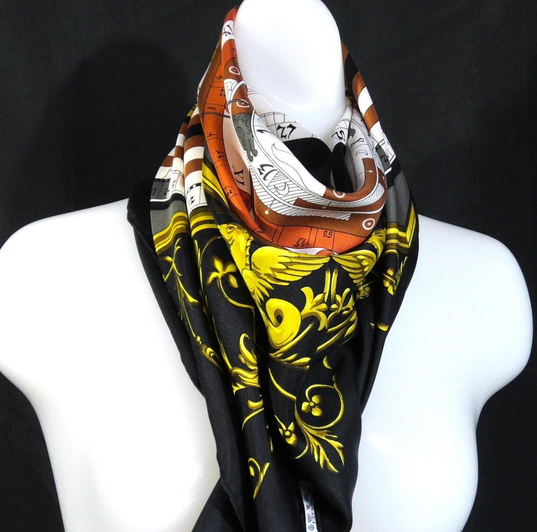 美品　HERMES エルメス　大判スカーフ　カレ90　 D508