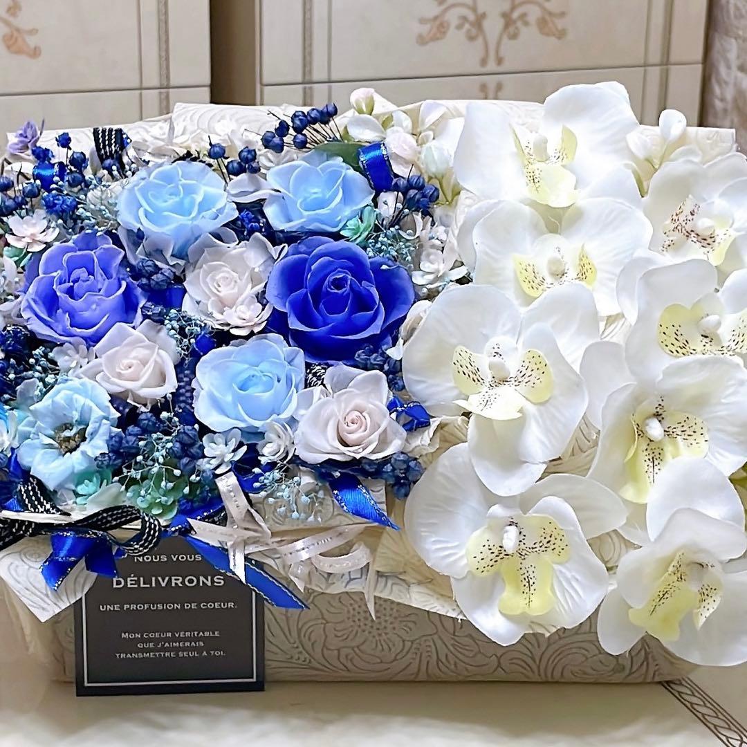 大人気✨横長アレンジ✨バラミックスアレンジ＆胡蝶蘭（アーティフィシャルアレンジ）