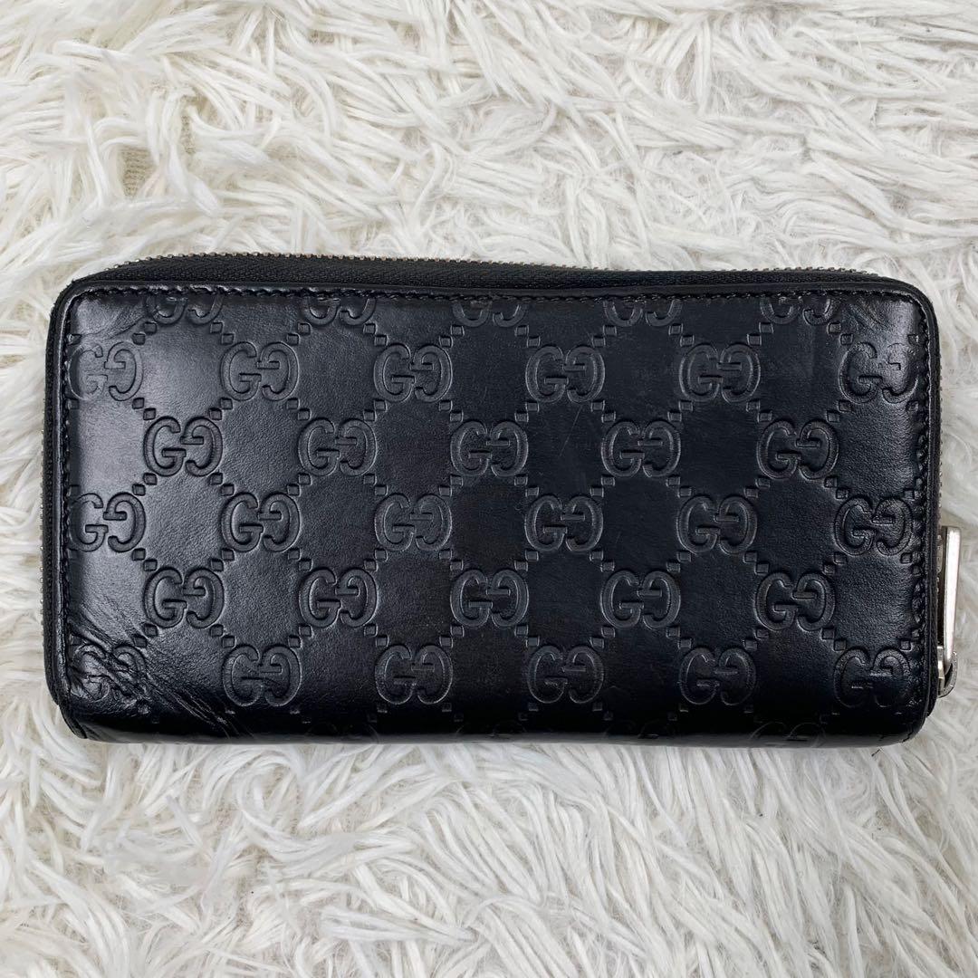 【✨美品✨】グッチ ドリアン ラウンドジップウォレット シマレザー ブラック