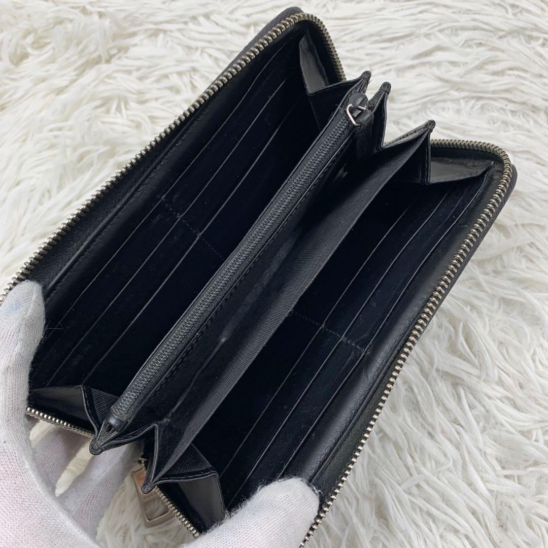 【✨美品✨】グッチ ドリアン ラウンドジップウォレット シマレザー ブラック