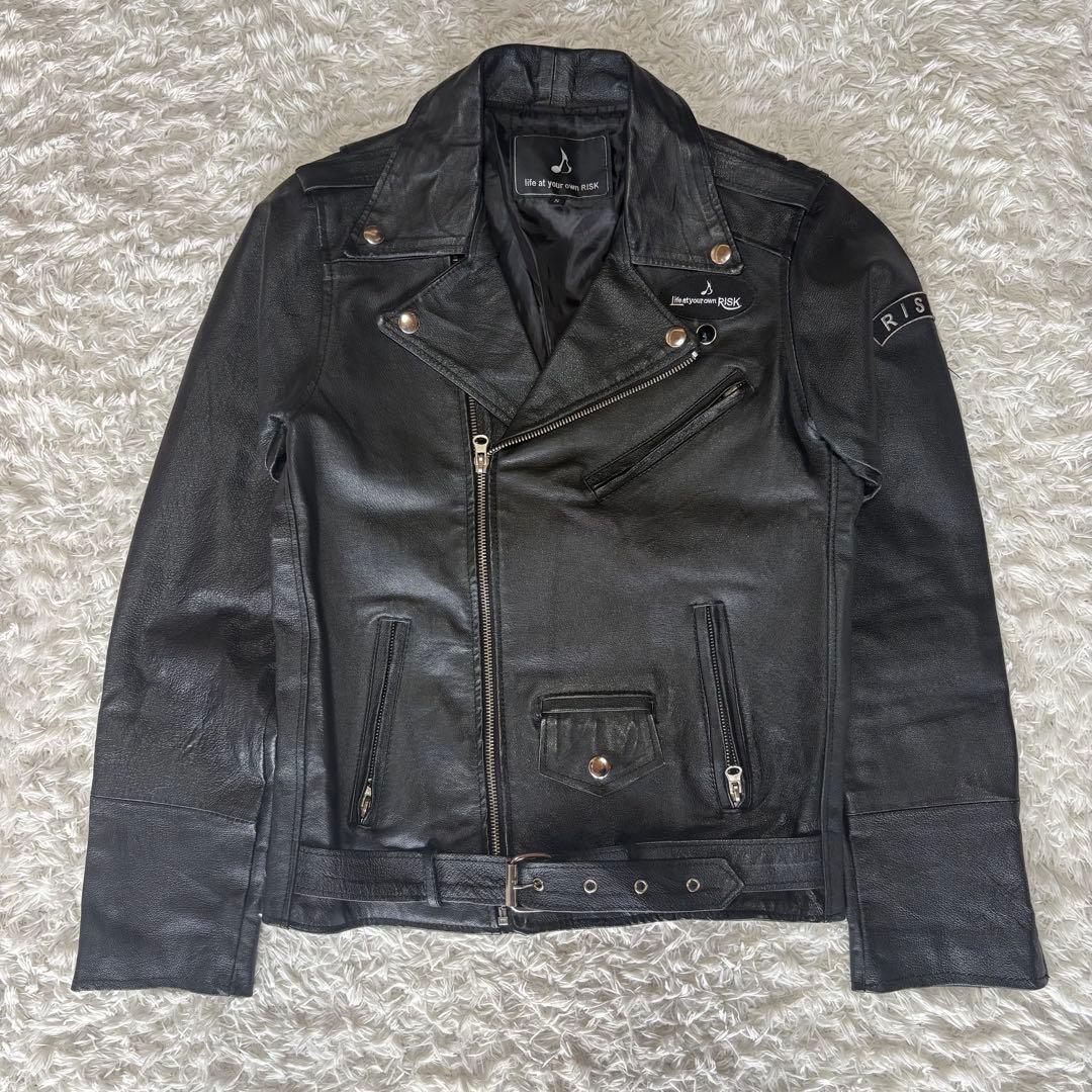 life at your own RISK 黒　ダブルライダースジャケット S