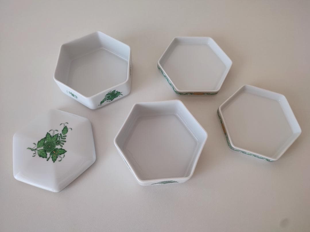 超希少◆化粧箱入りヘレンドアポニーグリーン◆重箱 (二段)