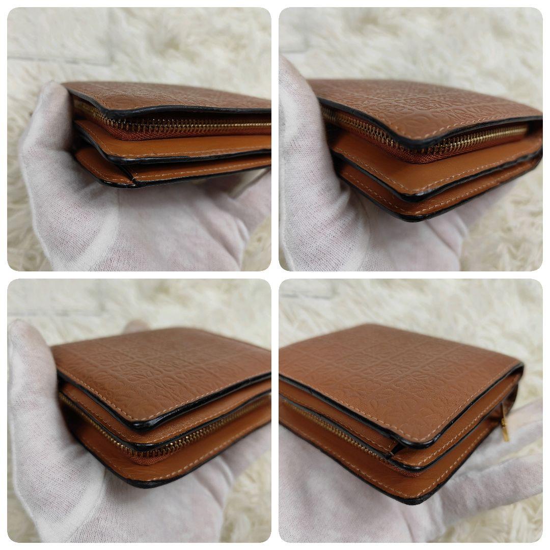 希少　LOEWE　 二つ折り財布 リピート アナグラム ロゴ レザー ブラウン