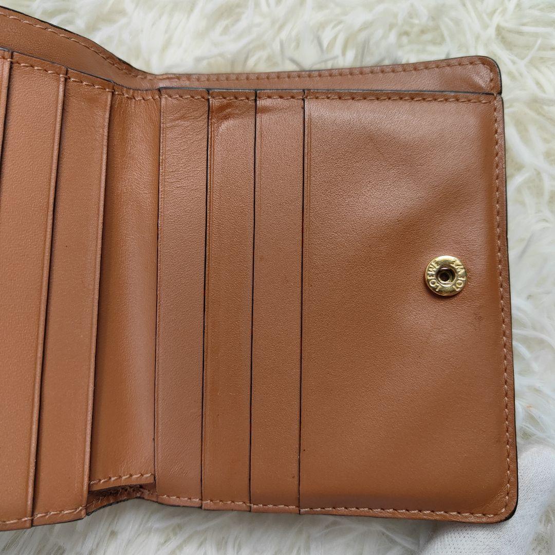 希少　LOEWE　 二つ折り財布 リピート アナグラム ロゴ レザー ブラウン