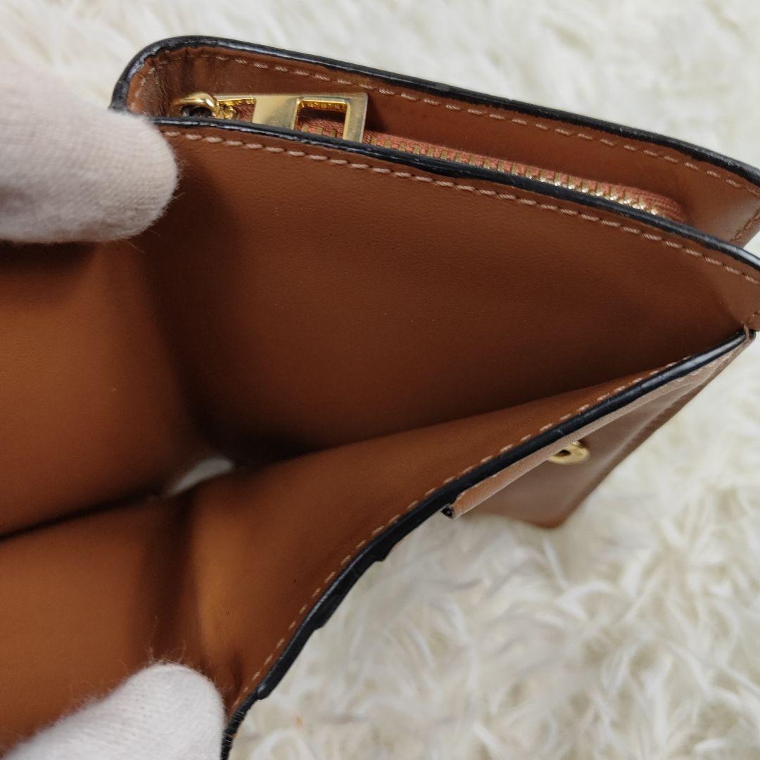 希少　LOEWE　 二つ折り財布 リピート アナグラム ロゴ レザー ブラウン