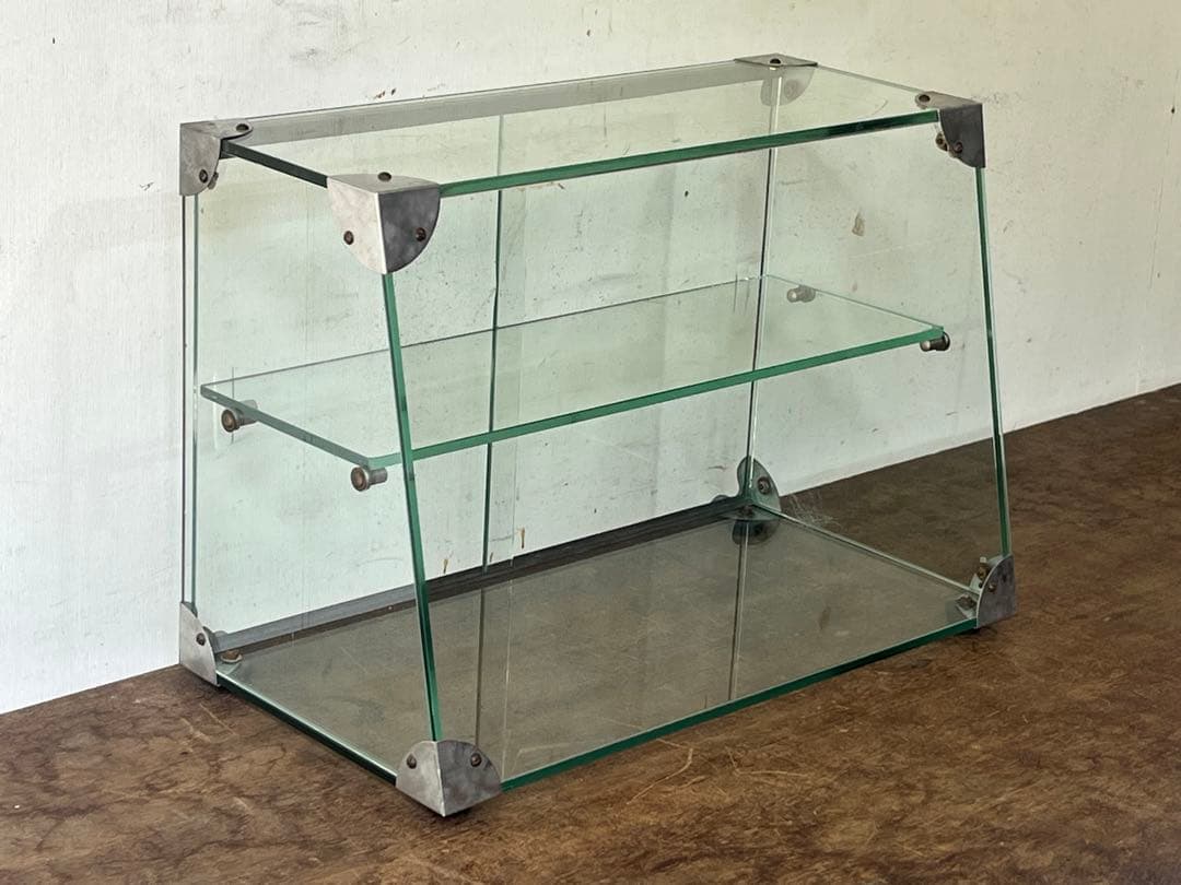 ナ*ン様 昭和レトロ 全面ガラスのショーケース 斜めガラス陳列棚 店舗什器 ガラ