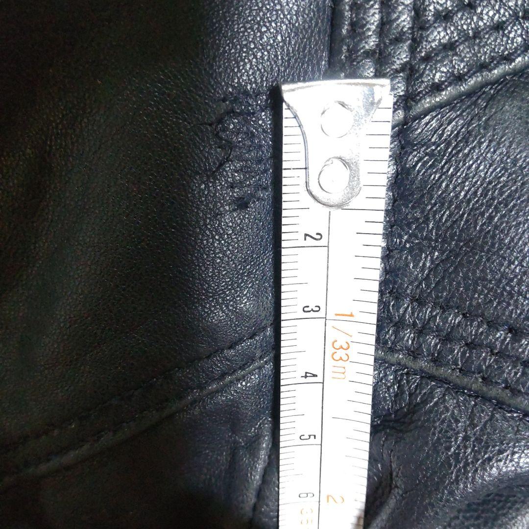 BURBERRYブラックレーベルダークネイビー レザー ライダースジャケット