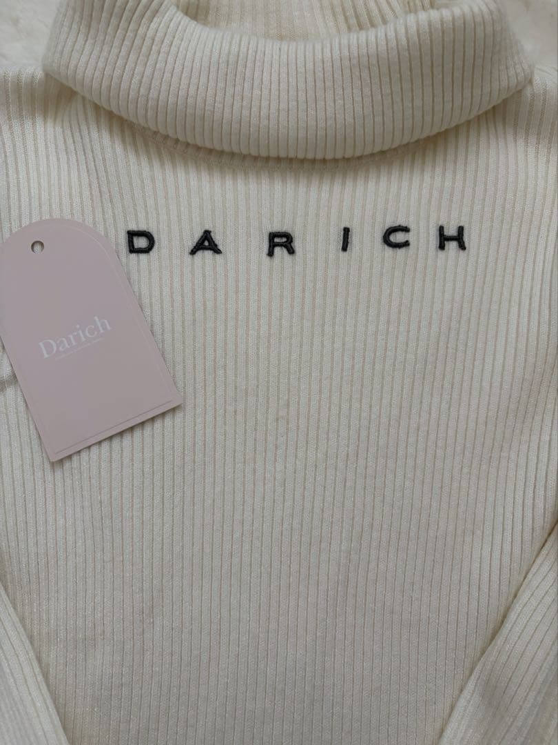 DARICH アイボリーリブニット　タートルネック　ファー