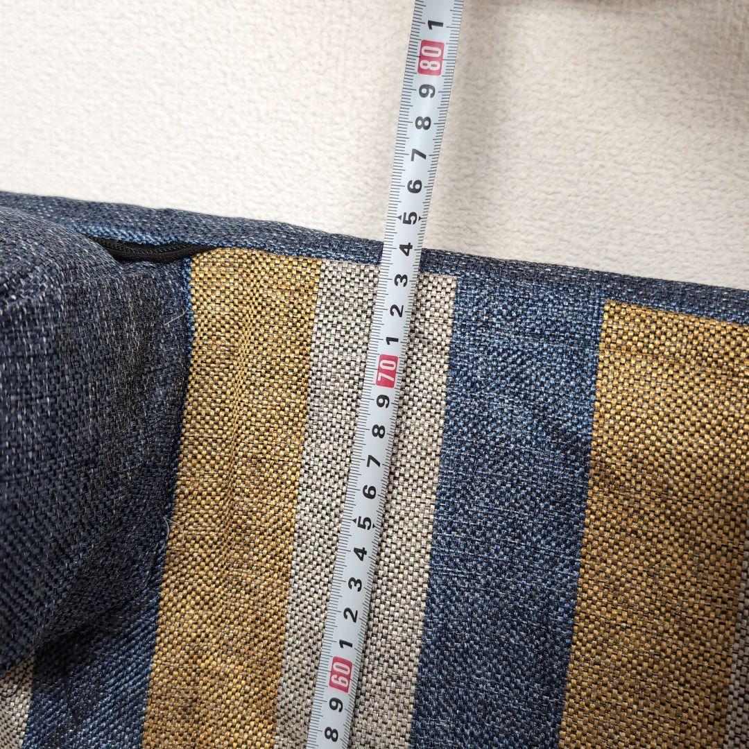 L字型犬猫用ベッドクッション 青黄ストライプ