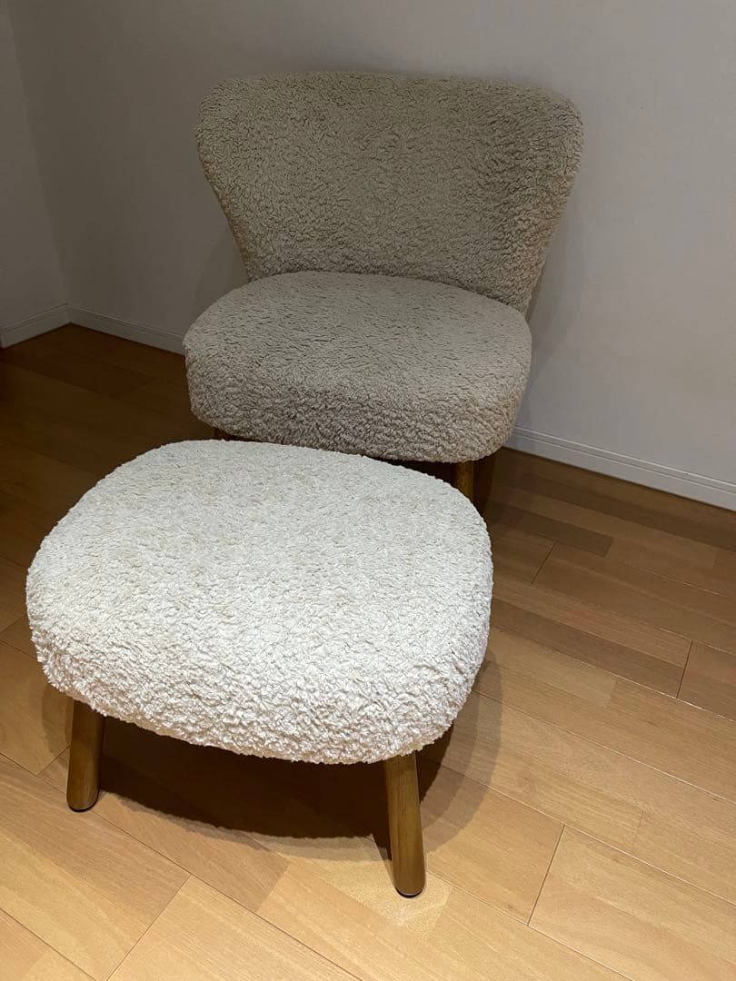 【セット】アームチェアナチュラルカラー　テリー　スツールセット