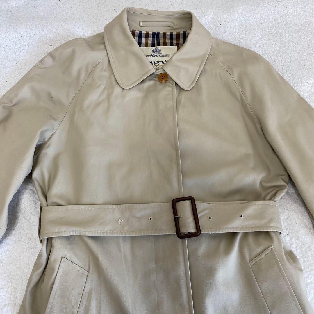 【Aquascutum】ステンカラーコート　裏地チェック【3F】イングランド製