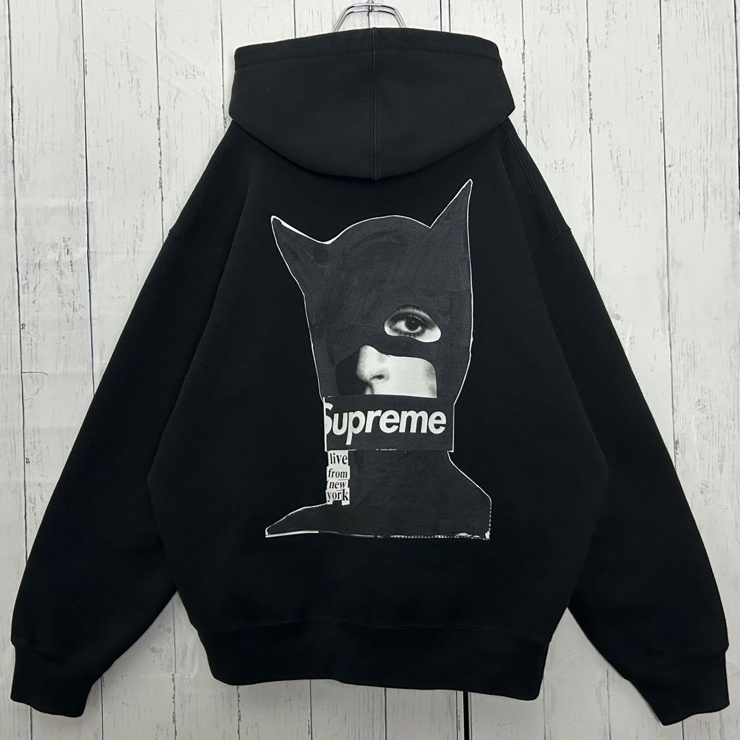 【美品・L】シュプリーム 23AW キャットウーマンフーディ パーカー ロゴ 黒