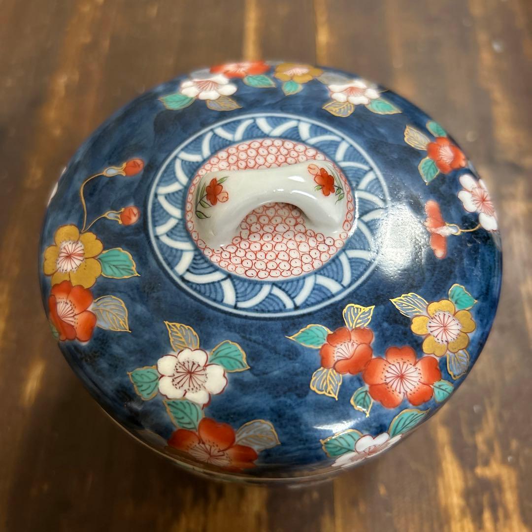 伊万里焼　福右衛門窯 染錦 色絵金彩 蓋物　献上総手描き　美術品　工芸品