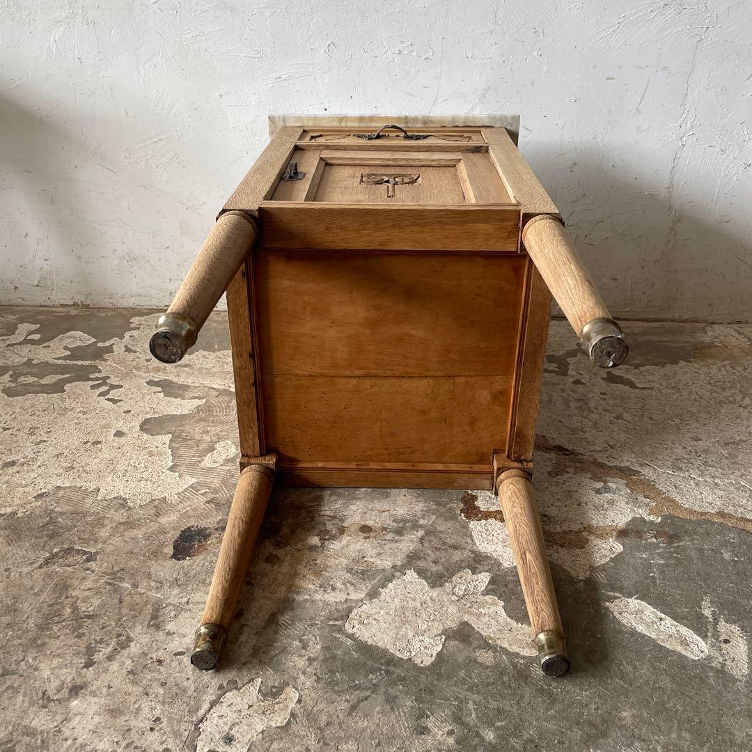 ビンテージ 大理石ドロワーサイドテーブル ベッドサイド　剥離