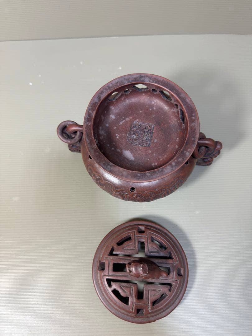 2276 中国骨董　大清乾隆年製銘　獅子　香炉　時代物