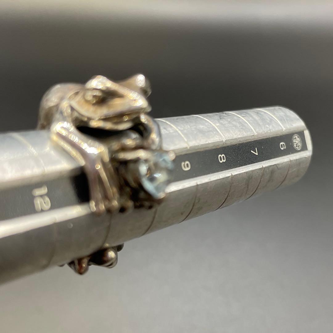 カエル シルバー925リング アクアマリン silver