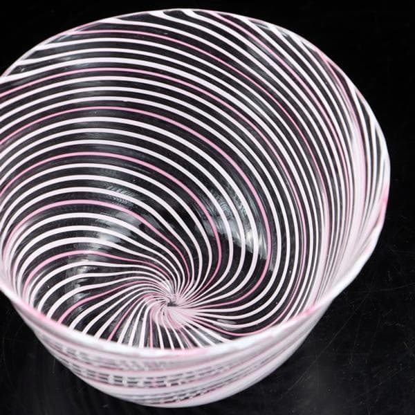 Y2679-2 大正ガラス 深鉢型マーブル渦文 氷コップ 和硝子　＃6
