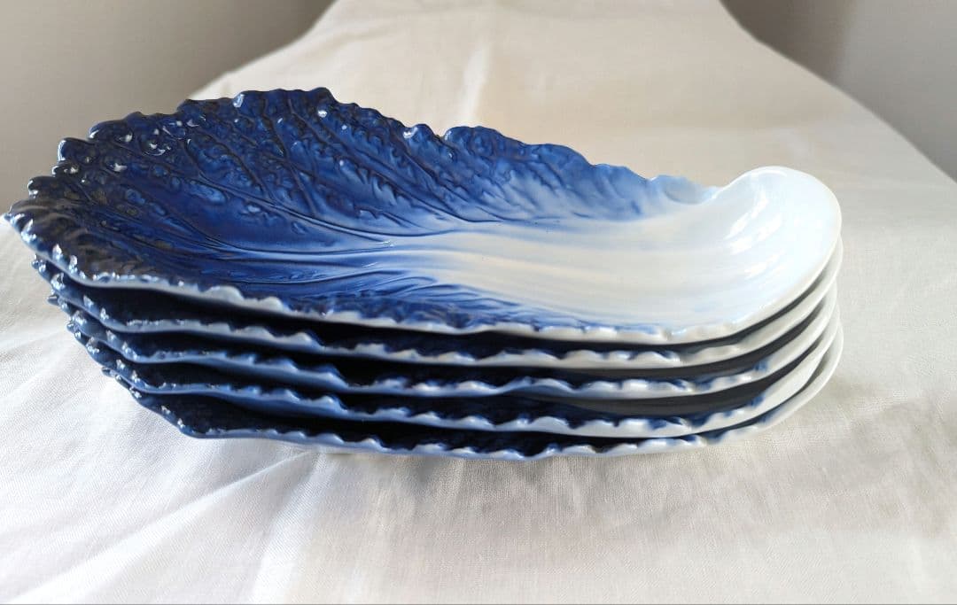 【26日迄】オールド深川製磁　白菜長皿　５客揃　稀少