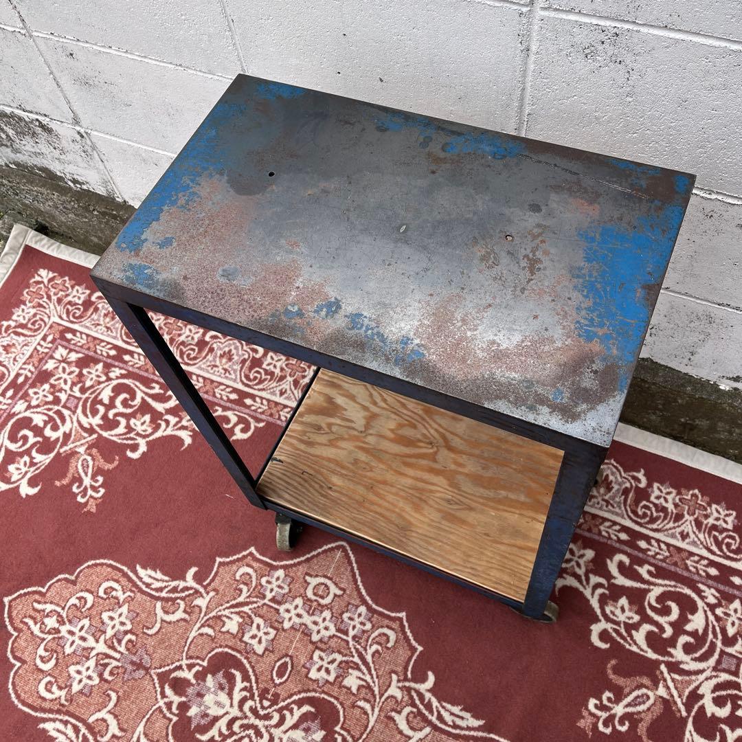 インダストリアル工業系◼︎鉄アイアン製 キャスター付き 作業台 ワークテーブル