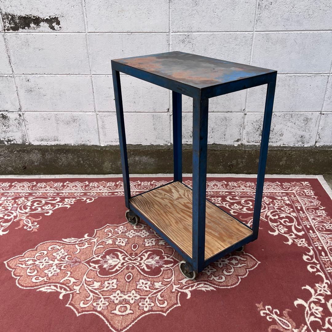 インダストリアル工業系◼︎鉄アイアン製 キャスター付き 作業台 ワークテーブル