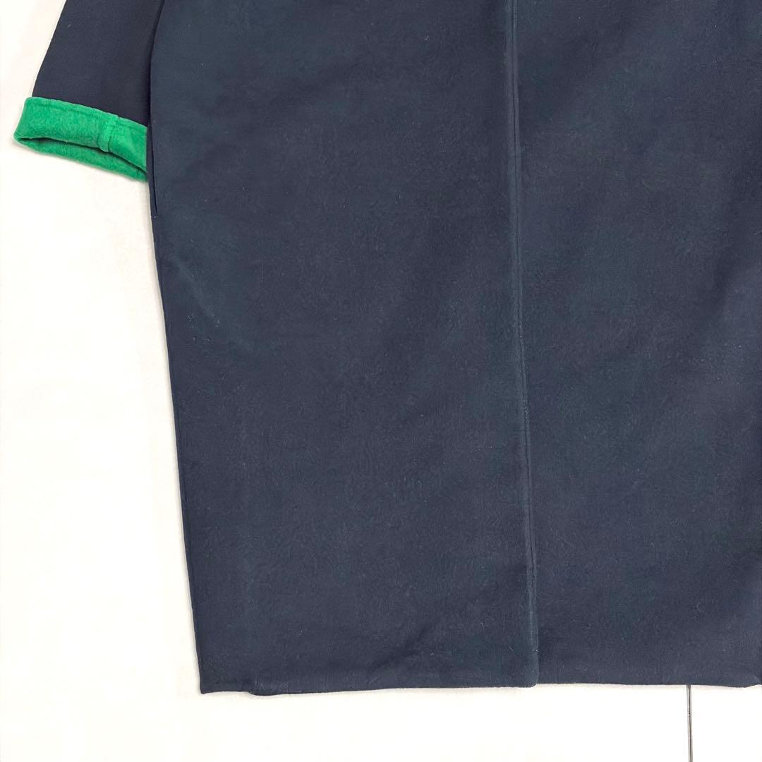美品＊エンフォルド　ウールリバーノーカラーコート　36　バイカラー　ネイビー