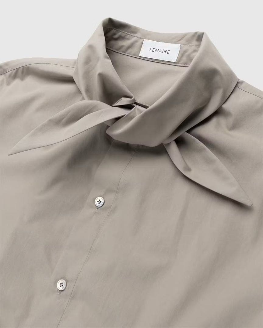 LEMAIRE ルメール TIE NECK SHIRT 48 GREIGE