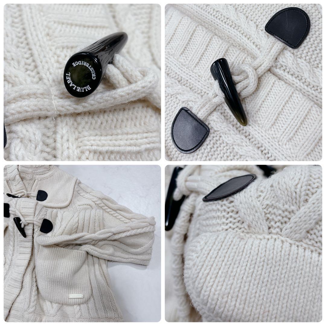 バーバリーブルーレーベル　ダッフルニット　トグル　フード　ケーブルニット　38