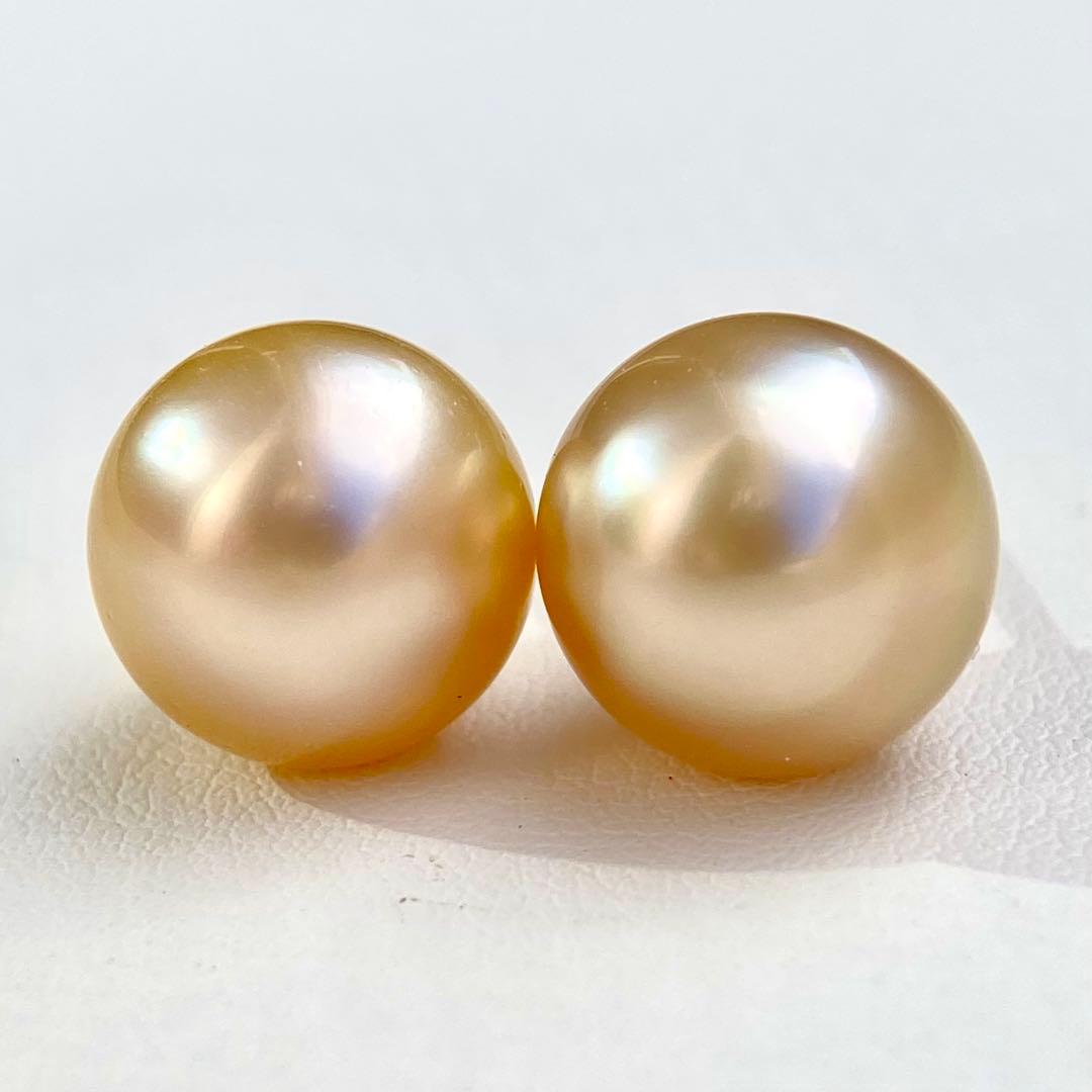 本真珠南洋白蝶真珠ゴールド12.5㍉s925直結ピアスBL929