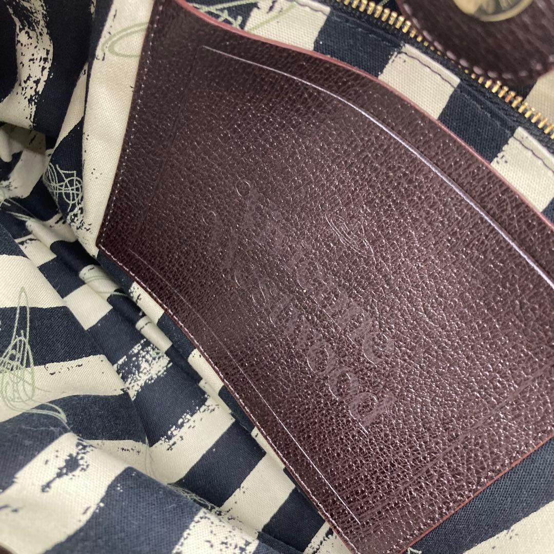 美品✨ヴィヴィアンウエストウッド トートバッグ エグゼクティブ2 銀オーブ　茶