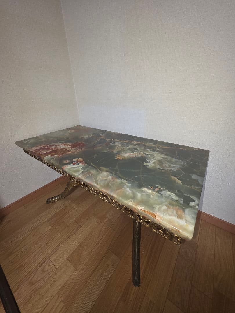 アンティーク　テーブル　大理石　真鍮