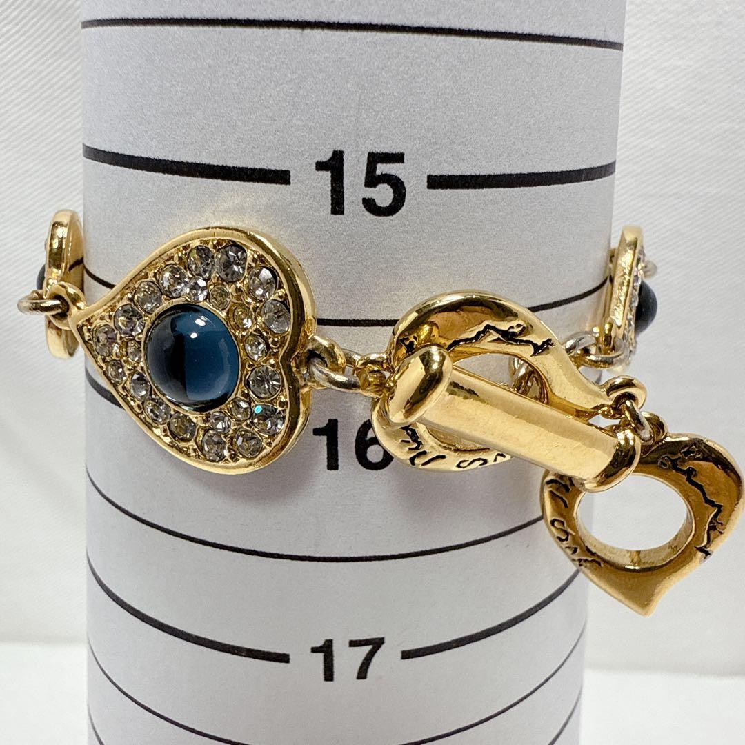 YSL イヴサンローラン ゴールド ブルーカラー ラインストーン ブレスレット