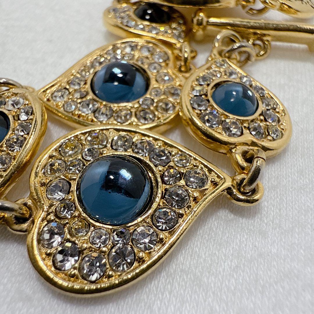 YSL イヴサンローラン ゴールド ブルーカラー ラインストーン ブレスレット