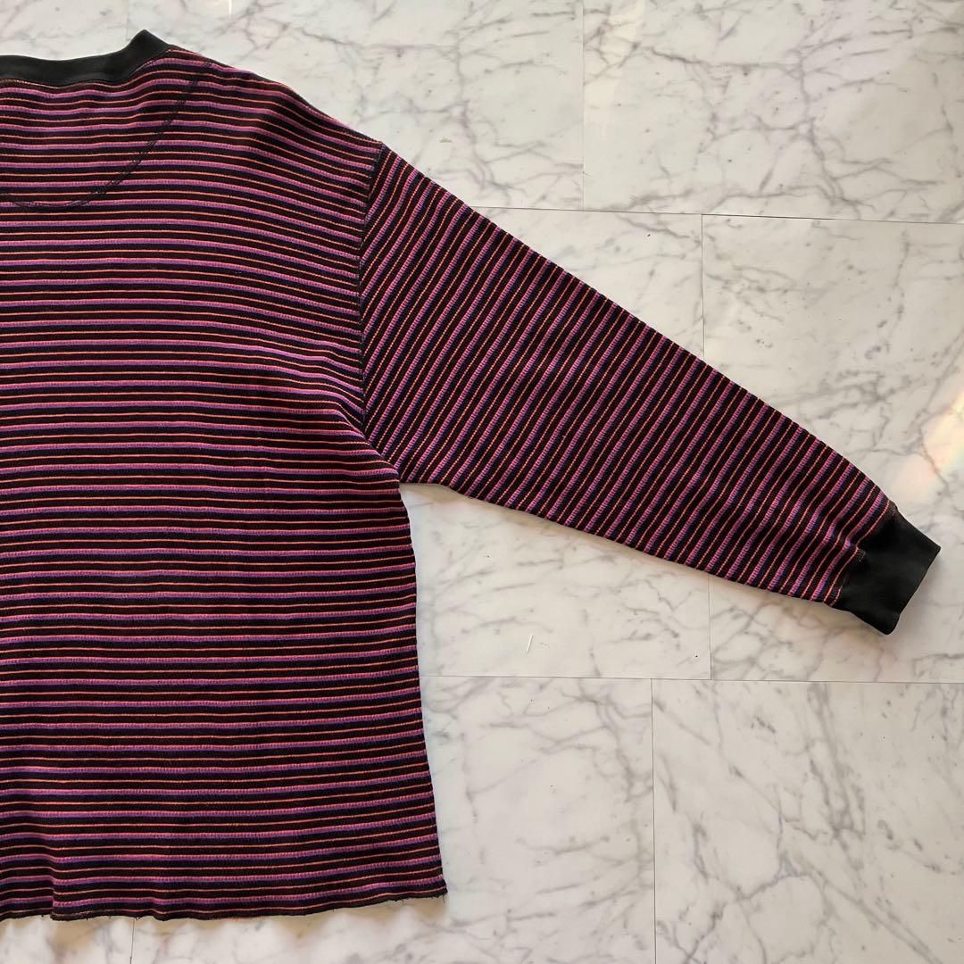 DAIRIKU 22SS ボーダー ロングTシャツ 刺繍ロゴ 長袖カットソー F